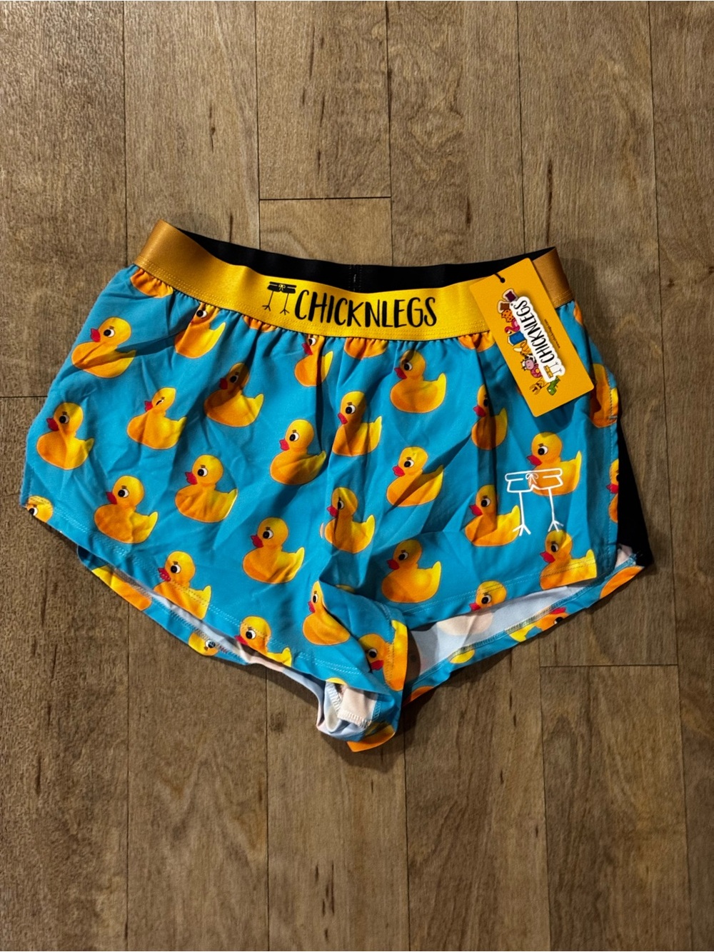 NWT ChicknLegs Rubber Ducky Split Running Shorts Size Small